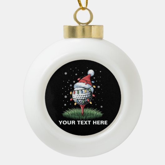 Personalized Golf Ball Christmas Tree Santa Hat  Keramische Bal Ornament (Voorkant)