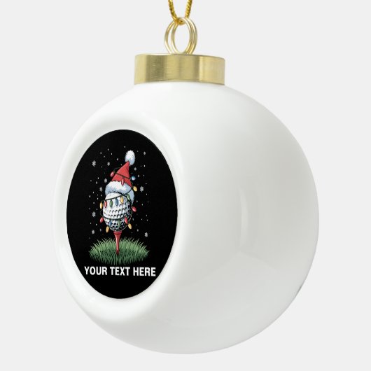 Personalized Golf Ball Christmas Tree Santa Hat  Keramische Bal Ornament (Rechts)
