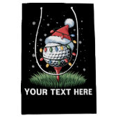Personalized Golf Ball Christmas Tree Santa Hat Medium Cadeauzakje (Voorkant)