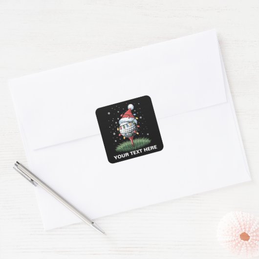 Personalized Golf Ball Christmas Tree Santa Hat  Vierkante Sticker (Envelop)
