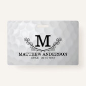 Personalized Golf Ball Pattern Name Monogram Age Badge (Voorkant)
