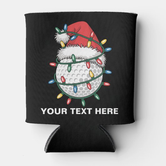 Personalized Golf Ball Santa Hat Christmas Lights Blikjeskoeler (Voorkant)
