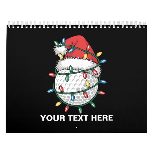 Personalized Golf Ball Santa Hat Christmas Lights Kalender (Hoes)