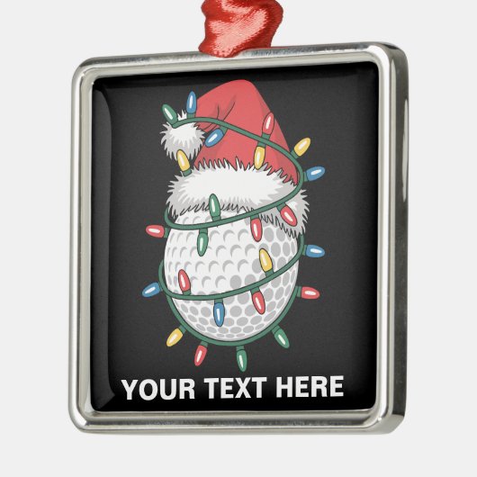 Personalized Golf Ball Santa Hat Christmas Lights Metalen Ornament (Links)