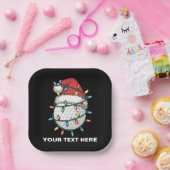 Personalized Golf Ball Santa Hat Christmas Lights Papieren Bordje (Feest)