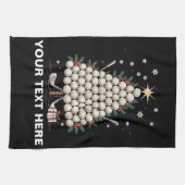 Personalized Golf Christmas Tree Equipment Family Theedoek (Horizontaal)