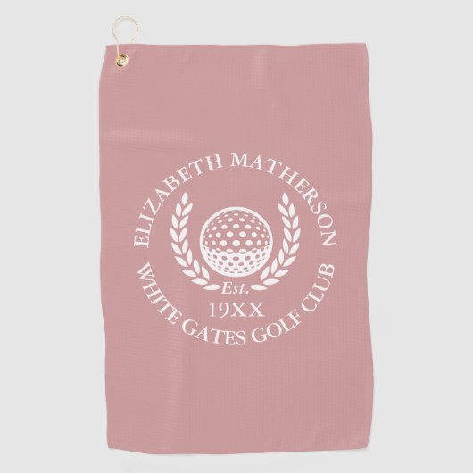 Personalized Golf Club Name Dusty Rose Pink Golfhanddoek (Voorkant)