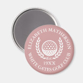 Personalized Golf Club Name Dusty Rose Pink Magneet (Voorkant / Achterkant)