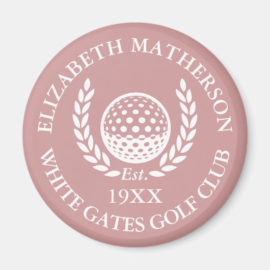 Personalized Golf Club Name Dusty Rose Pink Magneet (Voorkant)