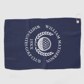 Personalized Golf Club Name Navy Blue Golfhanddoek (Horizontaal)