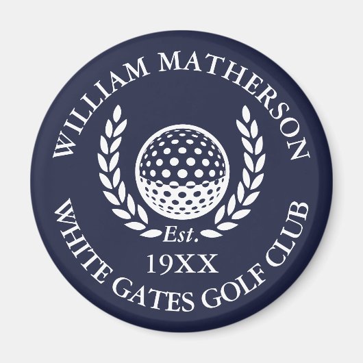 Personalized Golf Club Name Navy Blue Magneet (Voorkant)