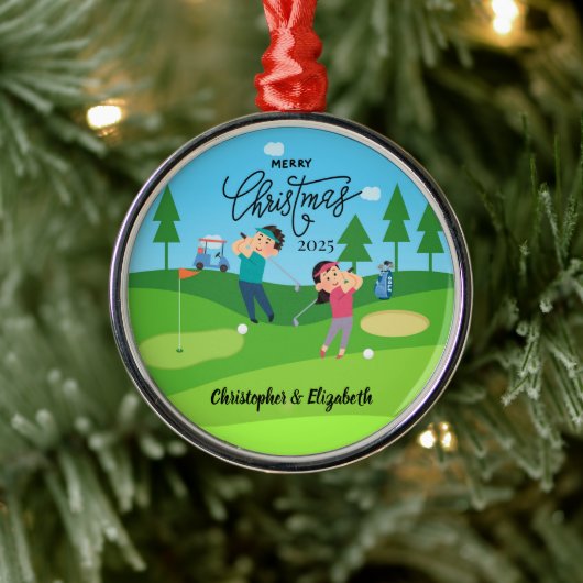 Personalized Golf Couple Christmas Ornament (Boom)
