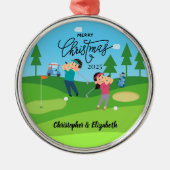 Personalized Golf Couple Christmas Ornament (Voorkant)