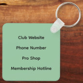 Personalized Golf Course Keychain w Contact Info (Achterkant)