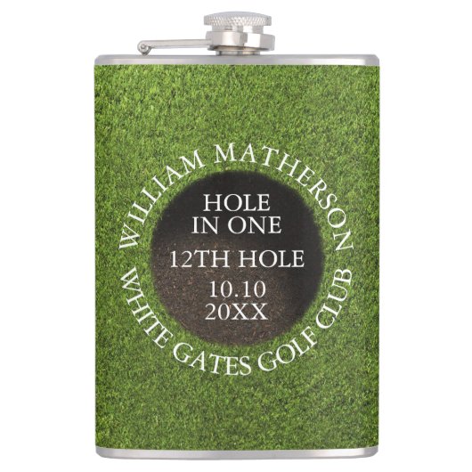 Personalized Golf Hole in One Award Heupfles (Voorkant)