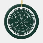 Personalized Golf Hole in One Keepsake Emerald Keramisch Ornament (Voorkant)