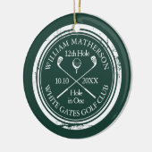 Personalized Golf Hole in One Keepsake Emerald Keramisch Ornament (Links)