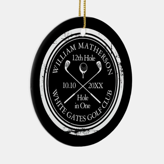 Personalized Golf Hole in One Keepsake Keramisch Ornament (Rechts)