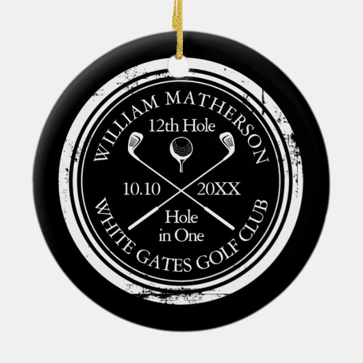 Personalized Golf Hole in One Keepsake Keramisch Ornament (Achterkant)