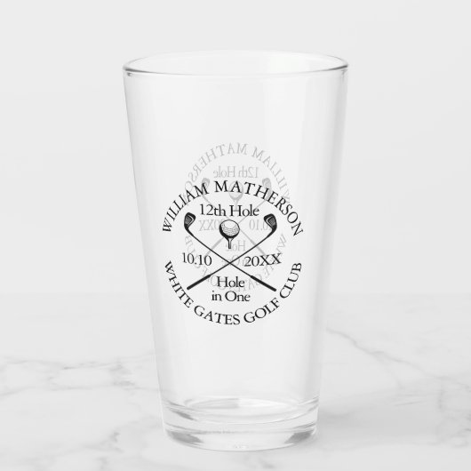 Personalized Golf Hole in One Modern Classic Glas (Achterkant)