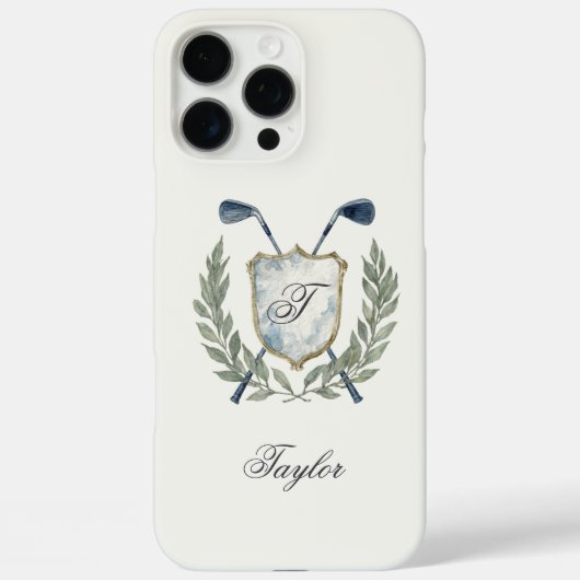 Personalized Golf Monogram Crest Elegant Case-Mate iPhone Case (Achterkant)
