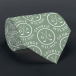 Personalized Golf Monogram Name Sage green Golf Stropdas<br><div class="desc">Add a touch of sporty sophistication with this personalized golf tie featuring a stylish Sage green background and repeating monogram golf ball pattern. Perfect for golf lovers, dads, groomsmen, or anyone who enjoys the game, this custom tie can be personalized with your name for a unique gift. Whether you’re dressing...</div>