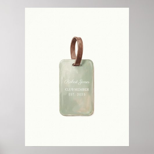 Personalized Golf Name Tag Wall Art Poster (Voorkant)