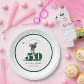 Personalized Golfer 50th Birthday Papieren Bordje (Feest)