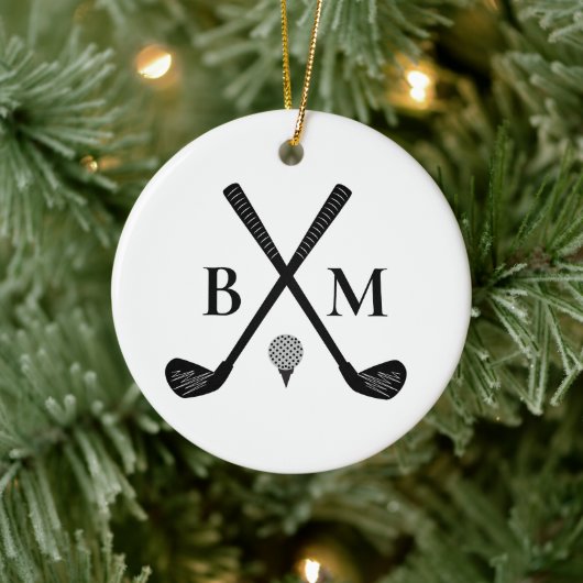 Personalized Golfer Classic Golf Club Monogram Keramisch Ornament (Boom)