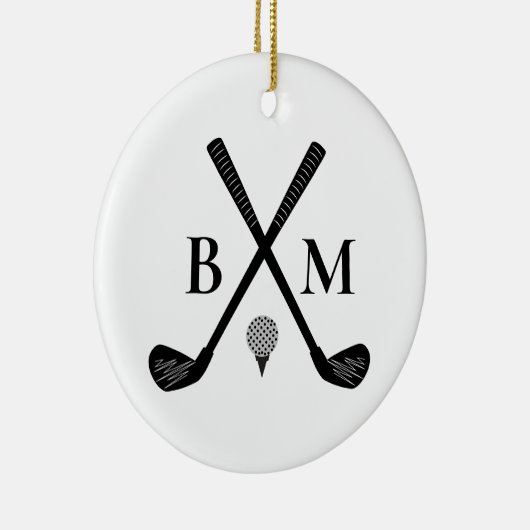 Personalized Golfer Classic Golf Club Monogram Keramisch Ornament (Rechts)