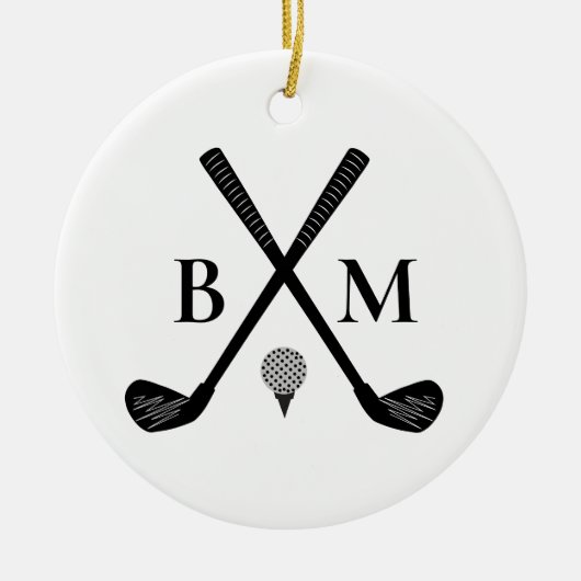 Personalized Golfer Classic Golf Club Monogram Keramisch Ornament (Voorkant)