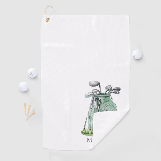 Personalized Golfer Green Monogram Golfhanddoek (Insitu)