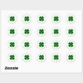 Personalized Good Luck Green Clover Ronde Sticker (Vel)