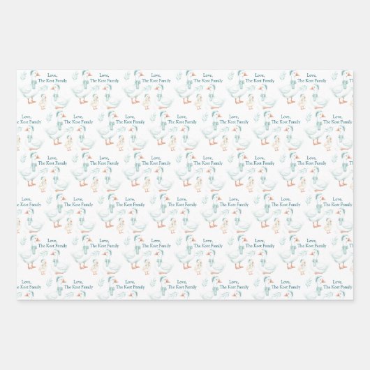 Personalized Goose Christmas Wrapping Paper Sheets (Voorkant 3)