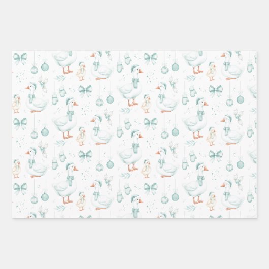 Personalized Goose Christmas Wrapping Paper Sheets (Voorkant)