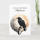 Personalized Gothic Crow Moon Note Card Bedankkaart (Voorkant)