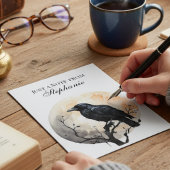 Personalized Gothic Crow Moon Note Card Bedankkaart