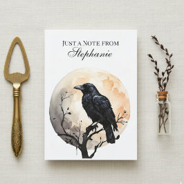 Personalized Gothic Crow Moon Note Card Bedankkaart