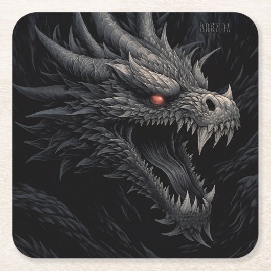Personalized Gothic Dragon Head Kartonnen Onderzetters (Voorkant)