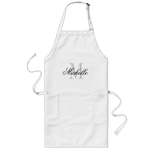 Personalized gourmet kitchen apron for men | women lang schort (Voorkant)