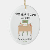 Personalized Grad School Ornament, First Year  Keramisch Ornament (Rechts)