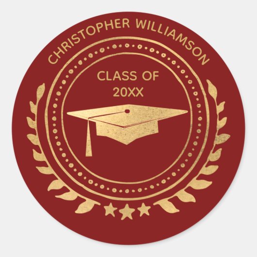 Personalized Graduate Black Gold Classic Monogram Ronde Sticker (Voorkant)