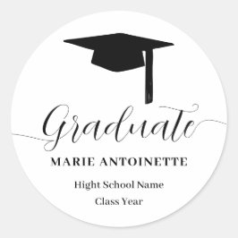 Personalized Graduate Cap and Tassel Graduation  Ronde Sticker