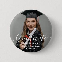 Personalized Graduate Photo Elegant Graduation  Ronde Button 5,7 Cm