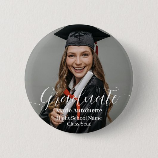Personalized Graduate Photo Elegant Graduation  Ronde Button 5,7 Cm (Voorkant)