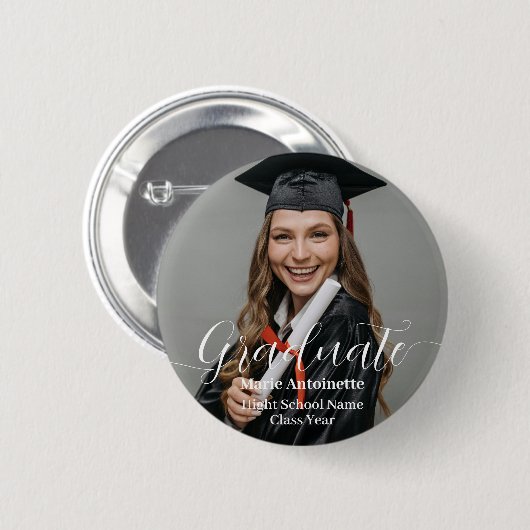 Personalized Graduate Photo Elegant Graduation  Ronde Button 5,7 Cm (Voorkant /achterkant)