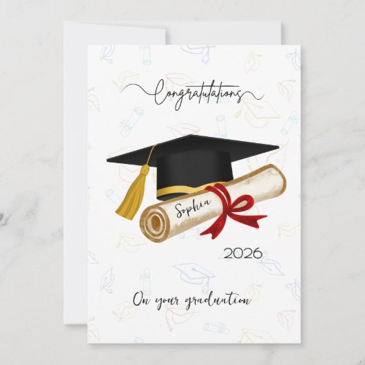 Personalized Graduation Congratulations Kaart (Voorkant)