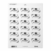Personalized Graduation Elegant Script Stars & Cap Etiket (Full Sheet)