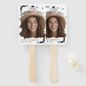 Personalized Graduation Elegant Script Stars & Cap Handwaaier (Voorkant en achterkant)