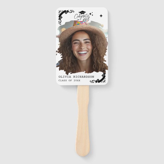 Personalized Graduation Elegant Script Stars & Cap Handwaaier (Voorkant)